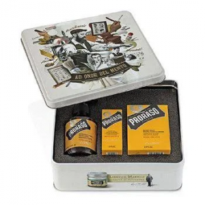 PRORASO ESTUCHE METALICO CUIDADO BARBA WOOD & SPICE ( AMADERADA )